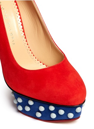 Detail View - Click To Enlarge - CHARLOTTE OLYMPIA - 'Dolly' suede stud platform pumps