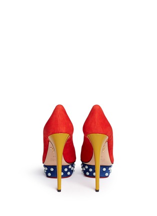 Back View - Click To Enlarge - CHARLOTTE OLYMPIA - 'Dolly' suede stud platform pumps
