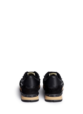 Back View - Click To Enlarge - VALENTINO GARAVANI - Rubber Rockstud leather suede sneakers