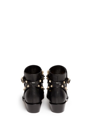 Back View - Click To Enlarge - VALENTINO GARAVANI - 'Rockstud' strap leather ankle boots