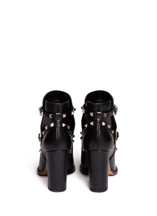 Back View - Click To Enlarge - VALENTINO GARAVANI - 'Rockstud' strap leather ankle boots