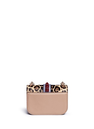 Back View - Click To Enlarge - VALENTINO GARAVANI - 'Rockstud Lock' small leopard print calf hair chain bag