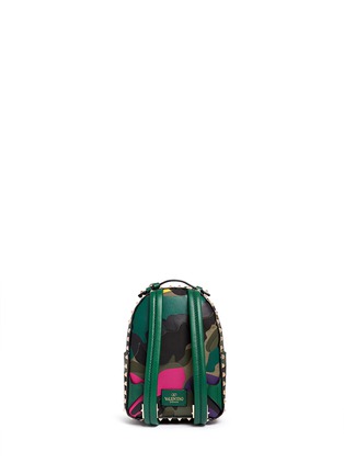 Back View - Click To Enlarge - VALENTINO GARAVANI - 'Rockstud' mini camouflage leather patch canvas backpack