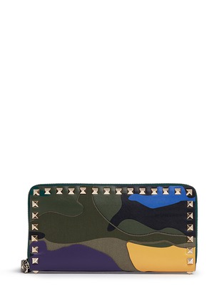 Main View - Click To Enlarge - VALENTINO GARAVANI - Camupsychedelic' leather canvas zip continental wallet