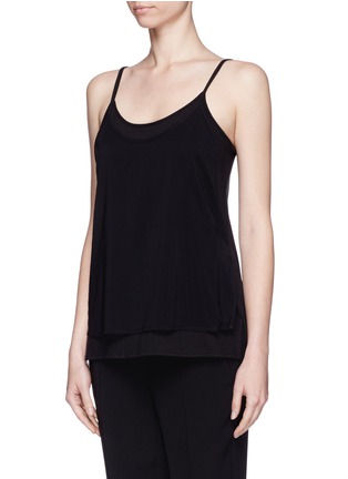 Front View - Click To Enlarge - VINCE - Silk overlay cotton-modal camisole