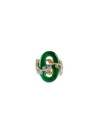 Main View - Click To Enlarge - SAMUEL KUNG - Diamond jade 18k gold leaf ring