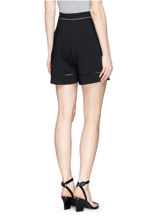 Back View - Click To Enlarge - GIVENCHY - Stripe cutout crepe shorts