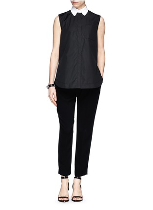 Figure View - Click To Enlarge - GIVENCHY - Pearl pin collar sleeveless poplin shirt