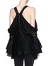 Back View - Click To Enlarge - GIVENCHY - Ladder stitch cold shoulder jersey top