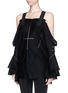 Front View - Click To Enlarge - GIVENCHY - Ladder stitch cold shoulder jersey top