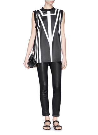 Detail View - Click To Enlarge - GIVENCHY - Coated stripe cross front tank top