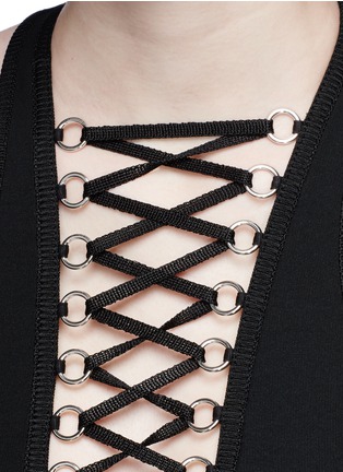 Detail View - Click To Enlarge - GIVENCHY - Interwoven lace-up front bodysuit