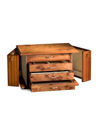  - AGRESTI - Elm briar wood four-drawer jewellery chest
