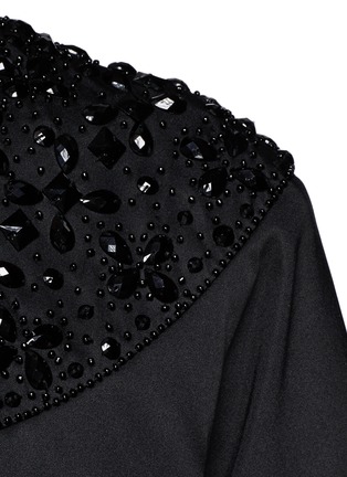 Detail View - Click To Enlarge - ARMANI COLLEZIONI - Jewel embellished collar and sleeve cropped satin jacket