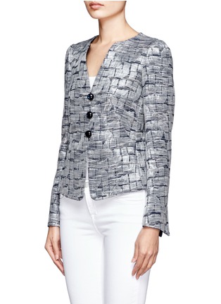 Front View - Click To Enlarge - ARMANI COLLEZIONI - Shimmer textured three-button jacket