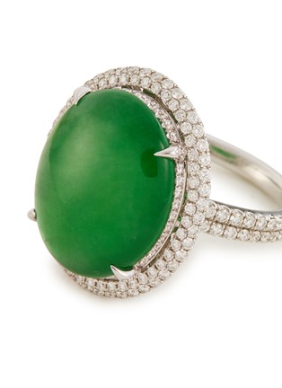 Detail View - Click To Enlarge - SAMUEL KUNG - Diamond garnet jade 18k white gold ring