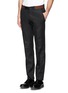 Front View - Click To Enlarge - ALEXANDER MCQUEEN - Contrast belt cotton twill pants