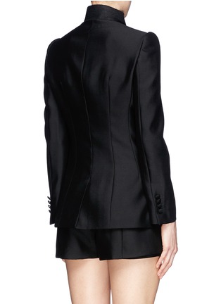 Back View - Click To Enlarge - ALEXANDER MCQUEEN - Asymmetric wool-silk double breasted jacket