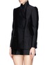 Front View - Click To Enlarge - ALEXANDER MCQUEEN - Asymmetric wool-silk double breasted jacket