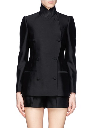 Main View - Click To Enlarge - ALEXANDER MCQUEEN - Asymmetric wool-silk double breasted jacket