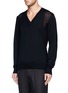 Front View - Click To Enlarge - ALEXANDER MCQUEEN - Open knit harness wool sweater