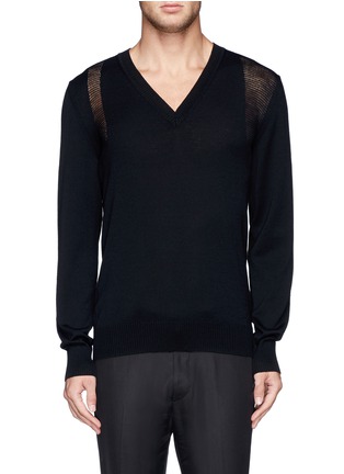 Main View - Click To Enlarge - ALEXANDER MCQUEEN - Open knit harness wool sweater