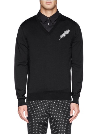 Main View - Click To Enlarge - ALEXANDER MCQUEEN - Feather embroidery wool-silk sweater