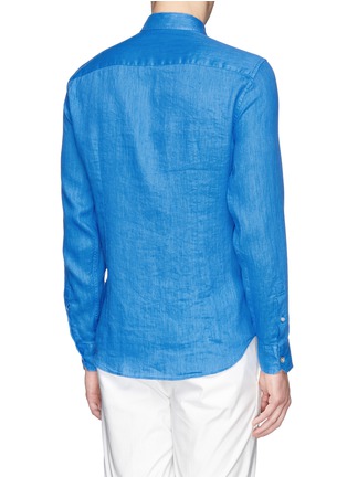 Back View - Click To Enlarge - ARMANI COLLEZIONI - Soft French collar cotton-linen shirt