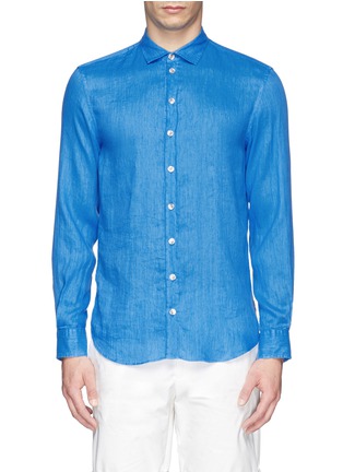 Main View - Click To Enlarge - ARMANI COLLEZIONI - Soft French collar cotton-linen shirt