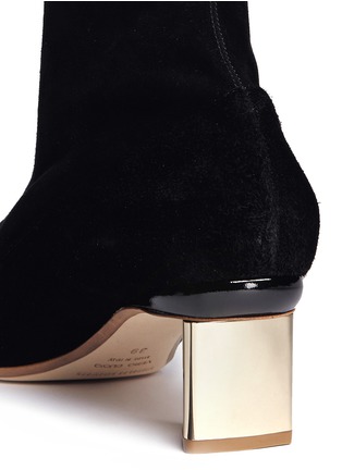Detail View - Click To Enlarge - NICHOLAS KIRKWOOD - Stretch suede triangular heel boots