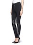 Front View - Click To Enlarge - MC Q - Faux leather knee patch stretch pants
