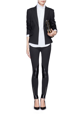 Figure View - Click To Enlarge - MC Q - Faux leather knee patch stretch pants