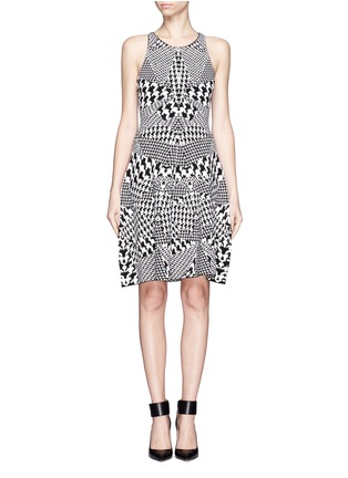 Main View - Click To Enlarge - MC Q - Houndstooth fit-and-flare knitted dress