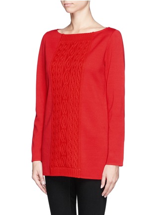 Front View - Click To Enlarge - ST. JOHN - Cable knit panel sweater 