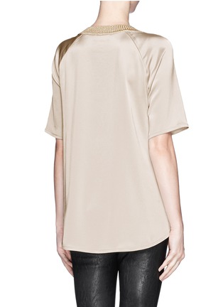Back View - Click To Enlarge - ST. JOHN - Knit front high-low satin top