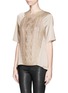 Front View - Click To Enlarge - ST. JOHN - Knit front high-low satin top
