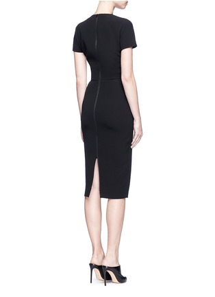 Back View - Click To Enlarge - VICTORIA BECKHAM - Stripe knit insert fitted dress
