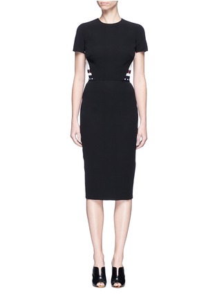 Main View - Click To Enlarge - VICTORIA BECKHAM - Stripe knit insert fitted dress