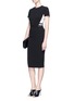 Figure View - Click To Enlarge - VICTORIA BECKHAM - Stripe knit insert fitted dress