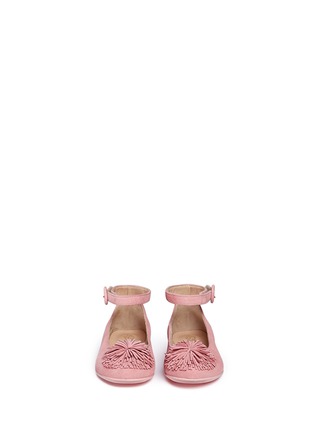 Figure View - Click To Enlarge - AQUAZZURA - 'Sunshine Baby' pompom suede toddler flats