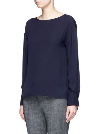 Front View - Click To Enlarge - THEORY - 'Jarthstin' button split back crepe top