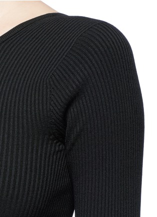 Detail View - Click To Enlarge - TIBI - Lace-up scoop back rib knit sweater