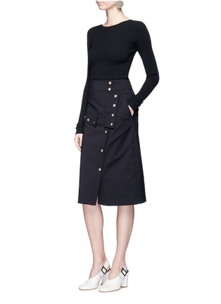 Figure View - Click To Enlarge - TIBI - 'Urban Stretch' snap button skirt