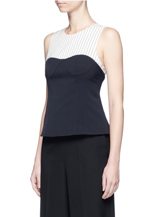 Front View - Click To Enlarge - TIBI - 'Cecil' stripe panel corset top