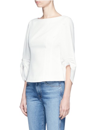 Front View - Click To Enlarge - TIBI - Smocked cuff corset top