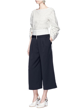 Figure View - Click To Enlarge - TIBI - Tie sleeve boat neck stripe top