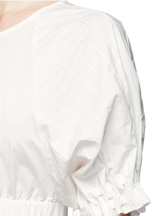 Detail View - Click To Enlarge - TIBI - Tie sleeve pintuck cropped top