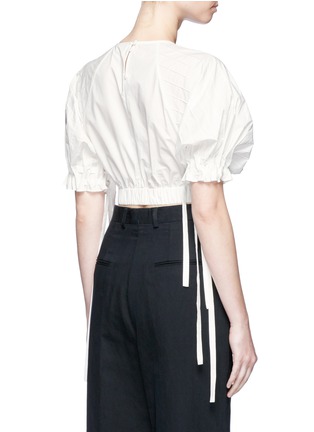 Back View - Click To Enlarge - TIBI - Tie sleeve pintuck cropped top