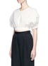 Front View - Click To Enlarge - TIBI - Tie sleeve pintuck cropped top