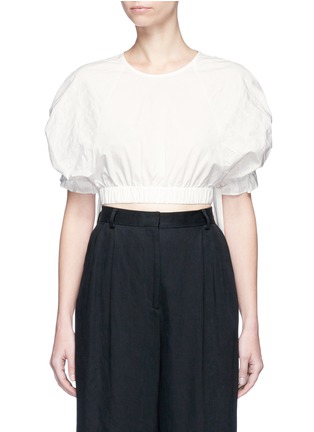Main View - Click To Enlarge - TIBI - Tie sleeve pintuck cropped top